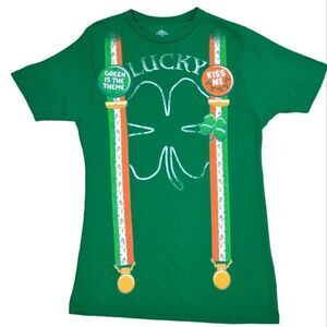 Lucky Green Tshirt Suspenders Flair Clover Size Small